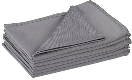 Relaxdays Mikrofasertücher 6er Set, 40x60, saugfähige Poliertücher Allzweckreinigung, waschbar, Küche, Bad & Auto, grau