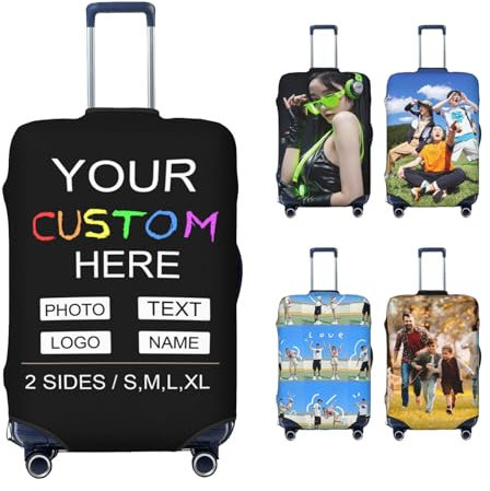 RoPox Personalisierte Hochelastische Reise-Koffer Abdeckung, Individuelle Kofferschutzhülle,einzigartigen Designs Individuelle Reisekoffer Schutzhülle,Gestalten Sie Ihre eigene Gepäckhülle
