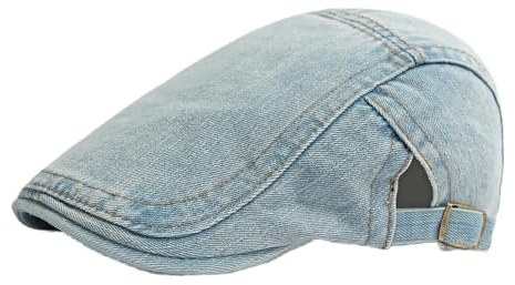 UERBNI SchiebermüTze Herren Herren Gewaschene Denim Beret Frühling Und Herbst Dünne Literatur Retro Newsboy Cap Women's Casual Entenbill Cap-hellblau 1-einstellbar (55-60 cm)