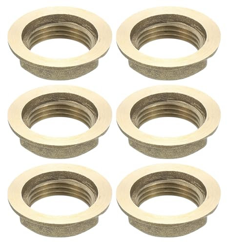 sourcing map G3/8 Rohrverschraubung, Sechskant-Flansch-Kontermutter, Kontermutter, Innengewinde, dünne Mutter für Sanitärarbeiten, Messing, 6 Stück