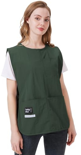 Nanxson Unisex einfarbig Schusterschürze Kücheschürze Weste Arbeitsweste mit Taschen einstellbare Schnalle Design Friseur Schürze