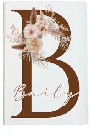Manufaktur Liebevoll | Notizbuch mit Namen Tagebuch Frauen Notizbuch personalisiert Hardcover Notizbuch A5 Journal Notebook Liniert Geschenk Damen mit Gravur Buchstabe Braun Floral