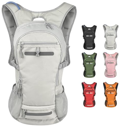 Zavothy 20L Hiking Backpack Daypack, Lightweight Hydration Pack with Free 3L Water Bladder, Rain Cover & Helmet Holder for Men & Women, Outdoor Climbing Cycling Backpack Gray
