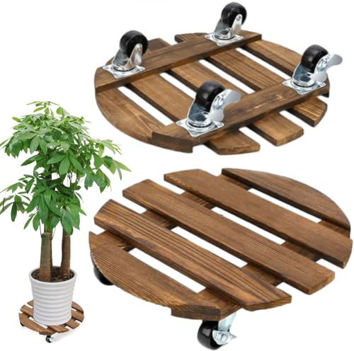 Sottovaso con Ruote, Portavasi con Ruote 35x35cm, 2 Pezzo Portavasi da Esterno,Porta Vaso da Balcone,Sottovasi con Ruote,Supporto per Piante su Ruote,Carrello per Vasi da Fiori,Capacità di Carico 80kg