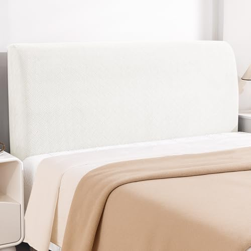 YSTELLAA Copri Testata Letto Singolo, 120CM, Coprispalliera Letto Elasticizzata, Universale Copertura Testiera Letto Singolo Lavabile, Headboard Cover Antipolvere, Bianco