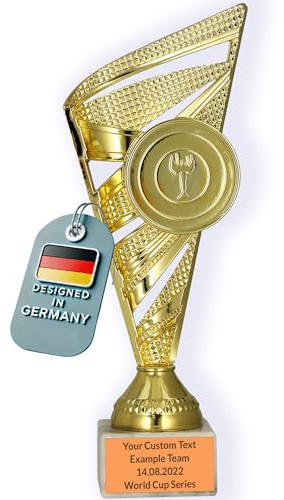 Larius Pokal (23 cm, 278g) – Personalisierbare Trophäe mit Steinsockel – Ideal für Turniere, Fussball, Kindergeburtstage, Mannschaften & Auszeichnungen - M1