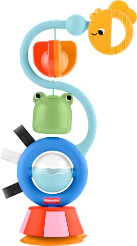 Fisher-Price Jouet Chaise Haute avec stimulations auditives | Activités sensorielles, ventouses sur surfaces plates, motricité fine, cause à effet, bébés dès 3 mois, JHB46