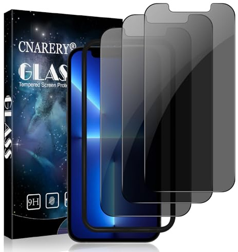 Cnarery 3 Pack Privacy Screen Protector for iPhone 13 Pro Max/14 Plus, Anti-Scratch 9H Hardness Scratch Resistant Case Friendly, Anti Spy Tempered Glass Film With Installation Frame 6.7-Inch