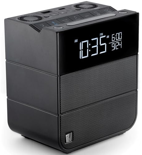 Soundfreaq Sound Rise II, SFQ-16 (Hotel Edition): Bedside Alarm Clock Radio & Bluetooth Speaker, with Large Display Screen, FM Radio, Fast USB Charging, and Nature Sound (Black)