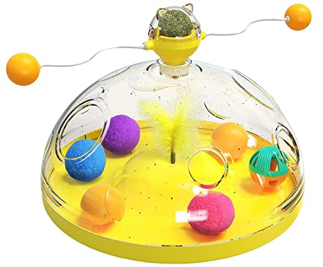 Sharplace Jouet de Moulin à Vent pour Chat avec Boules Tease Cat Catnip Accessoires Catnip Ball Toys, Jaune