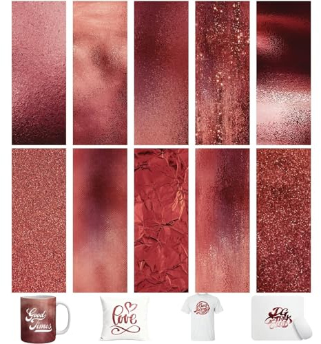 TriUnytion Infusible Transfer Ink Sheets, 10 Stück/Set Vorgefärbtes Sublimationspapier 11,5 x 30,5 cm Unschmelzbare Tintenblätter Transferpapier für T-Shirt, Tasse, Untersetzer (Roségold)