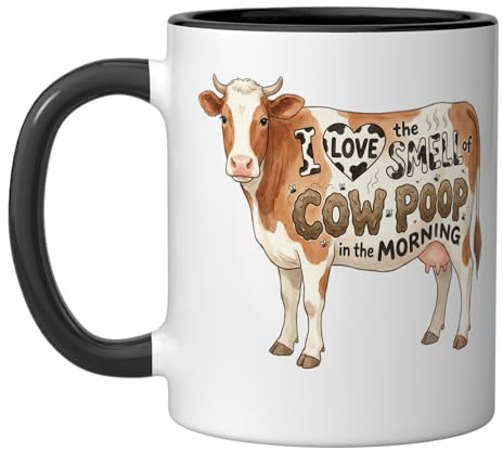 I Love The Smell Of Cow Poop In The Morning Ranch Life Ceramic Mug, Black/White