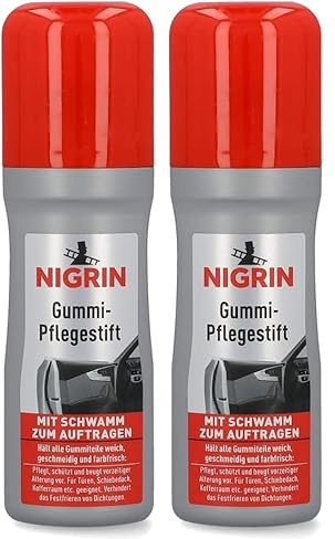 NIGRIN Gummi-Pflegestift, pflegt und schützt nachhaltig, geeignet für Türen, Schiebedach, Kofferraum, 75 ml (Packung mit 2)
