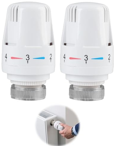 2 Piezas M30 X 1,5 TermostáTicos de Radiador, VáLvula Termostática para Calefacción, Cabezales de Control de Temperatura AutomáTicos, Repuesto Universal para Radiadores Con Ajuste