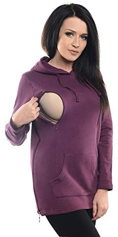 Purpless 2in1 Maternity & Nursing Sweatshirt | Discreet Zip Breastfeeding Access | Soft Cotton Pregnancy Pullover Hoodie for Women 9050