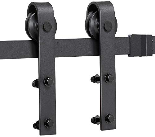 Yaheetech 6ft/6,6ft/8ft/12ft/13ft/16ft Quincaillerie Kit de Rail pour Porte Coulissante - Hardware Ensemble Industriel pour Porte Suspendue Sliding Barn Door en Bois 6,6FT/200 CM