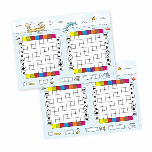 nikima Schönes für Kinder 2er Set A5 Spielblock Schiffe versenken JUNIOR/Kids Reisespiel Flottenmanöver