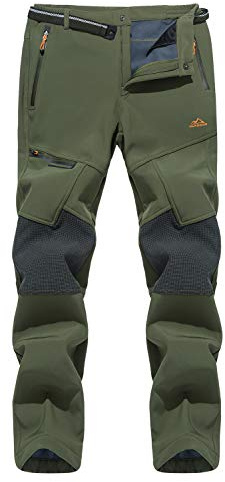Hiking Trousers Men Fleece Trousers Thermal Trousers for Men Windproof Clothing Stretch Pants Cargo Winter Trousers for Men Fishing Trousers Waterproof Green Army Trousers