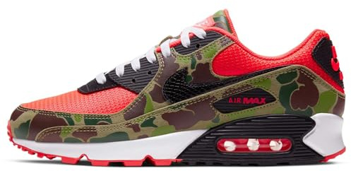Nike CW6024 600 Air Max 90 Retro Reverse Duck Herren-Schuhe, Tarnfarben, Größe 44, Grün/Rot, 44 EU