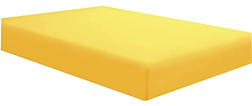 Sfoothome Single Fitted Sheet (Twin - Yellow) - Deep Pocket Brushed Velvety Microfiber, Breathable, Extra Soft and Comfortable - Wrinkle, Fade, Stain and Abrasion Resistant