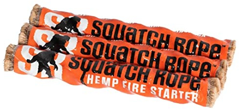 Squatch Rope Hemp Fire Starters | Wind Proof, Water Proof, Eco-Friendly Camp Fire Starter Emergency Supplies | Natural Fire Starter Rope Made from Hemp