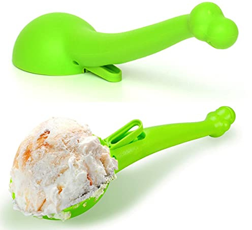 CKB LTD Ness Eisportionierer mit Auslöseauslöser, Obstkeksteig, Dessertschaufel, sieht aus wie der Nessie Monster Dinosaurier, lebensmittelechter Kunststoff, Grün