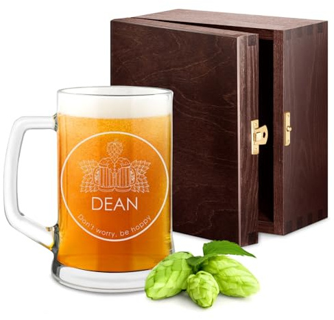 Maverton Customised Tumbler Beer Glass, for Fun and Everyday Use, Be Hoppy | Personalised Present Idea for Men, Beer Lover, Christmas & Father’s Day, Valentine’s Day, Birthday