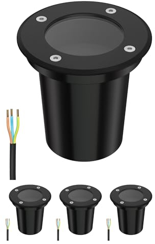 ledscom.de 4 pcs. Ground recessed Light BOLI for Outdoors, IP67, Black, Round, 108mm Ø, 1x GU10 max. 15W