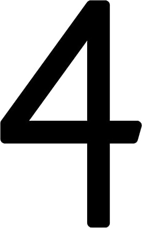 Numero civico 4, design numero civico in acciaio inox, colore nero