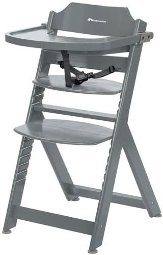 Bebeconfort Timba Kinderhochstuhl Mitwachsend, 6 Monate - 99 Jahre, bis 110 kg, Hochstuhl Baby, Abnehmbares Tablett, Verstellbarer Sitz & Fußstütze, 3-Punkt-Sicherheitsgurt, für Timba Baby, Warm Grey