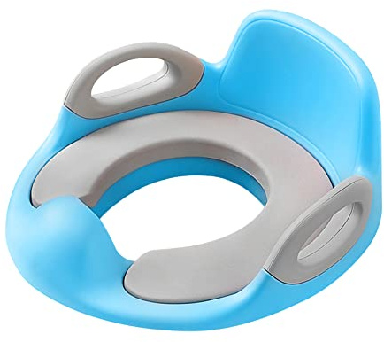 HENGMEI Töpfchentrainer Toilettensitz WC-Sitz Kinder Toilettentrainer Töpfchen Training Sitze Anti-Rutsch PU Gepolstert Kissen mit Griff und Spritzschutz, Blau