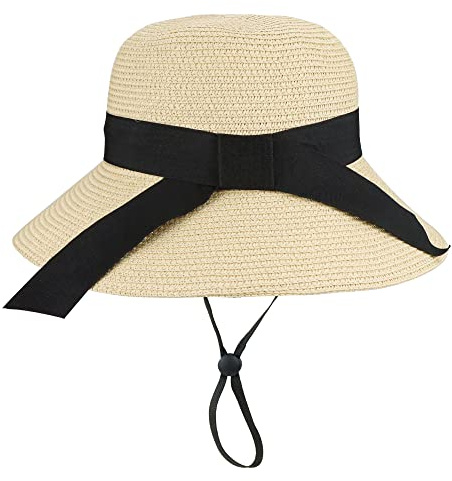 Girl-Straw-Hats Wide-Brim-Sun Hat Foldable Toddler-Beach Hat with Bowknot Kids Summer Straw Cap for Little Girl Kids