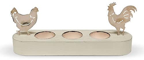 NUVOLE DI STOFFA Coquetier en Bois avec Lapin et Poule en Fer Shabby Chic Annette 2 Variantes Rosa