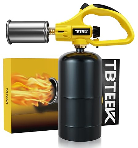 TBTEEK Powerful Propane Torch Head, Sous Vide Grill Cooking Torch With Adjustable Flame, Safety Lock Charcoal Torch Lighter for BBQ, Searing Steak, Creme Brulee, Campfire (Tank Not Included)
