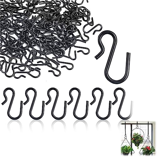 PINNKL Mini S Haken, 150 Stück S Haken, 2,5 cm Kleine S Haken S-Förmige Haken Klein Metall Haken Schwarz S Förmig Mini Haken für Kunsthandwerk Schmuck Schlüssel Hängende Topfpflanzen