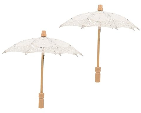 CHILDWEET 2 Paraguas De Encaje Para Boda Sombrilla De Novia Para Fotografía Paraguas Decorativo Blanco Accesorio Para Novias Damas De Bailes Y Eventos