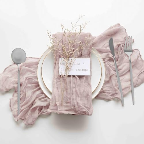 6er-Pack Seihtuch-Servietten mit Falten 50,8×50,8 cm Schmutzrosa Gaze-Tischservietten Käsetuch-Servietten für Verlobungsessen Hochzeitsfeier Muttertag Dekoration