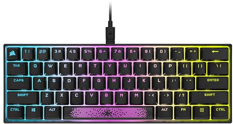Corsair K65 RGB Mini 60% Mechanical Gaming Keyboard - Cherry MX Brown Mechanical Keyswitches - Customizable Per-Key RGB Backlighting - Detachable USB Type-C Cable - QWERTY NA Layout - Black