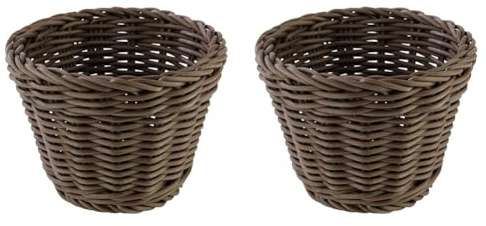 APS Korb rund „Profi Line“, dunkelbrauner Flechtkorb, Körbchen aus Polypropylen, Behältnis aus Flechtwerk, Brötchenkorb, Lebensmittelkorb, Durchmesser Ø 13 cm, Höhe 10 cm (Packung mit 2)