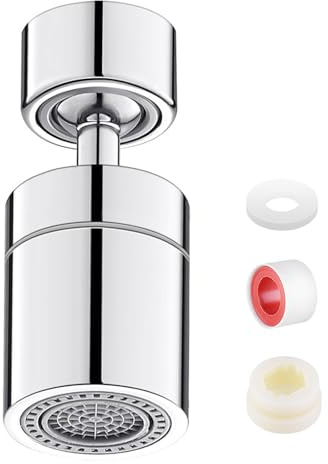 Aeratore per Rubinetto, 360° Girevole Universali Rubinetto con 2 Modalità Aeratore Filtro Anti-spruzzo, Aeratore per Rubinetto a Risparmio Idrico per Cucina e Bagno