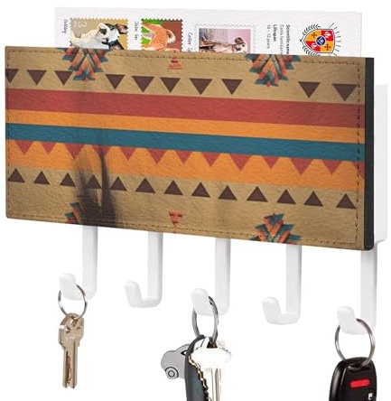 YKUDBN Schlüsselhalter, Indianer-Druck, Wandmontage, Schlüssel- und Briefhalter, Heimdekoration, geeignet für Küche und Büro