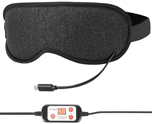 THERMRUP Maschera per occhi riscaldabile con regolazione precisa della temperatura da 40 a 50 °C, terapia rilassante a infrarossi lontani con calore umido