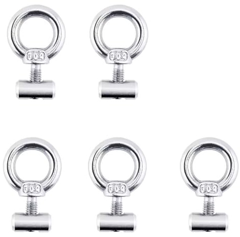 Leliafleury 5Pcs Lifting Eye Bolt with Nuts M6 Lifting Ring Eye Screws Stainless Steel Male Thread Screws Bolts for Engineering Lifting Equipment
