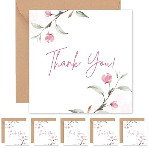 Lot de 5 cartes de remerciement simples – Cartes de remerciement – Cartes de remerciement pour enseignant – Avec enveloppe – Assistante d'enseignement de mariage, infirmières, médecins, petites
