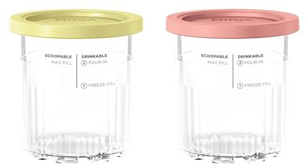 Ninja Creami XSKPNTLD2EUUK - Juego de 2 recipientes para helados de lujo, compatibles con la máquina de helados Deluxe, accesorio original de Creami, sin BPA, aptas para lavavajillas, tapas de