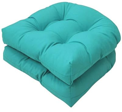 FYHTC 2 Stück Sitzkissen, 48 X 48 cm Weiche Baumwolle, Gartenstuhl Sitzkissen für Drinnen und Draußen, Stuhlpolster für Terrasse, Haus, Weidengeflecht(Lake Blue)