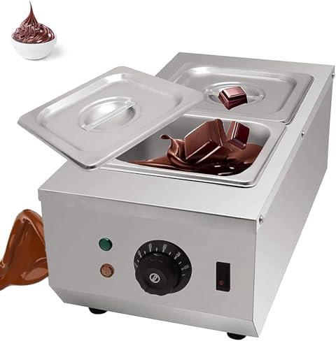 Máquina Templadora De Chocolate, Olla Eléctrica Para Derretir Chocolate Con Cilindros Dobles, Capacidad/cilindro De 1,6 L Y Material De Acero Inoxidable 201, Ajustable a 30 ~ 85 °C, Para Hoteles