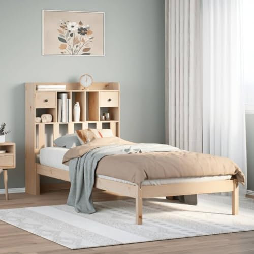 Generisch Massivholzbett mit Regal ohne Matratze 90x190 cm Kiefer,jiangboyue-3321612