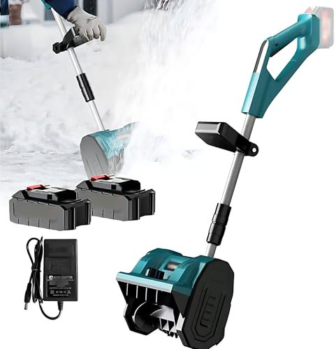 Pala quitanieves eléctrica inalámbrica con 5 baterías, barredora de Nieve Manual de 30 cm, con Mango Frontal Ajustable y Poste telescópico, Placa direccional, con baterías y Cargador 5 Batteries 2