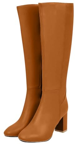 ticticlily Botas Mujer Botines Altas de Tacón Alto Moteras Cowboy Boots Invierno A Amarillo 38 EU